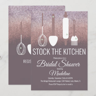 Bridal Shower Kitchen Shower Stock Kitchen Glitter Invitation
