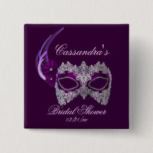 "Bridal Shower" - Lace Masquerade Mask 15 Cm Square Badge