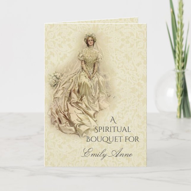 Bridal Shower Lace Spiritual Bouquet Prayers Thank You Card (Front)