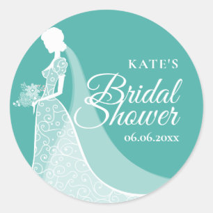 Bridal Shower Lace Wedding Gown Favour Classic Round Sticker