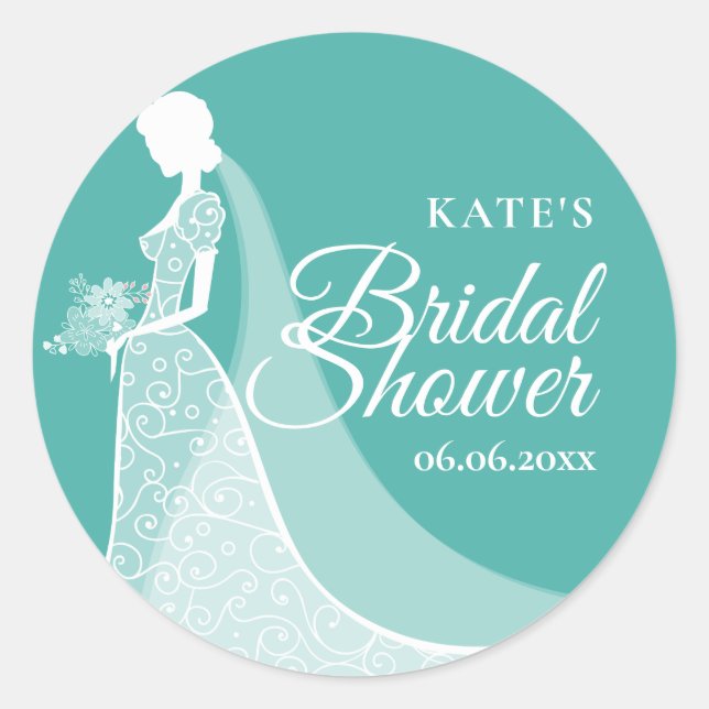 Bridal Shower Lace Wedding Gown Favour Classic Round Sticker (Front)