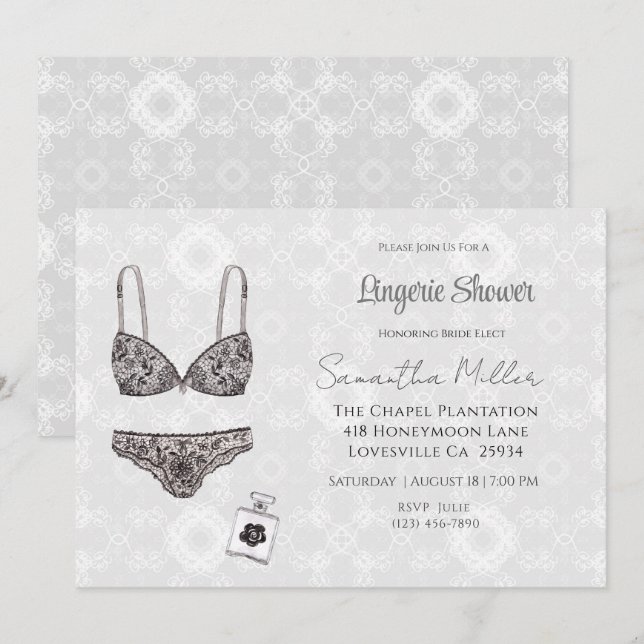 Bridal Shower Lacy Lingerie     Invitation (Front/Back)