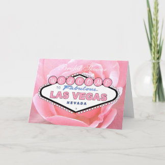 Bridal Shower Las Vegas Pink Rose Invitation Card