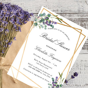 Bridal shower lavender eucalyptus geometric invitation