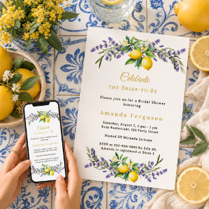 Bridal Shower lavender florals lemons Invitation