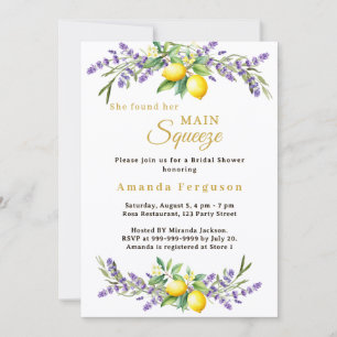 Bridal Shower lavender florals lemons main squeeze Invitation