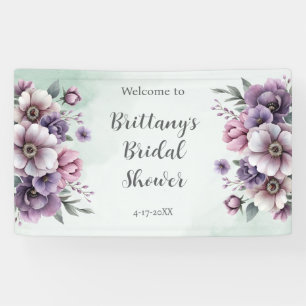 Bridal Shower Lavender & Green Floral Banner