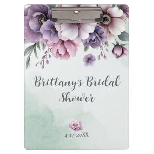 Bridal Shower Lavender & Green Floral Clipboard