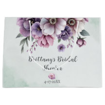 Bridal Shower Lavender & Green Floral Gift Bag