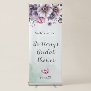 Bridal Shower Lavender & Green Floral Retractable Banner