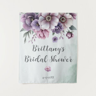Bridal Shower Lavender & Green Floral Tapestry