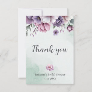Bridal Shower Lavender & Green Floral Thank You Card