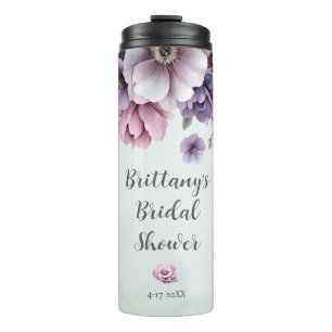 Bridal Shower Lavender & Green Floral Thermal Tumbler