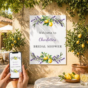 Bridal Shower lavender lemons welcome Poster