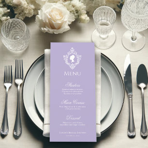 Bridal Shower Lavender Vintage Crest Regency Menu
