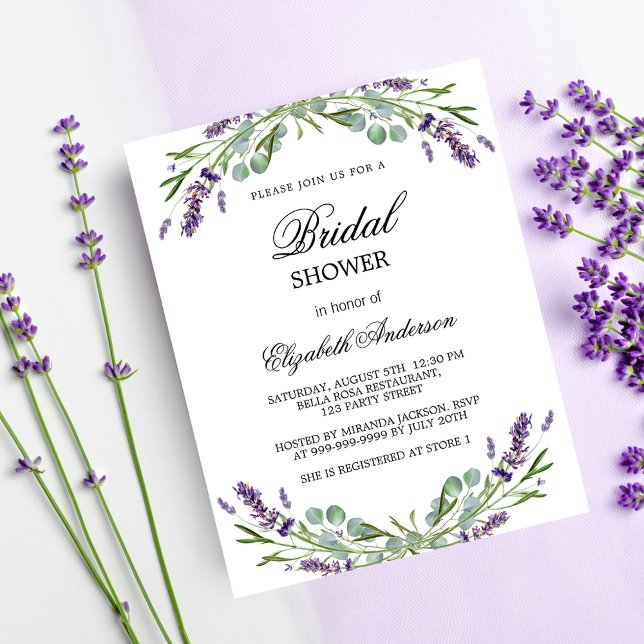 Bridal shower lavender violet budget invitation flyer (Creator Uploaded)