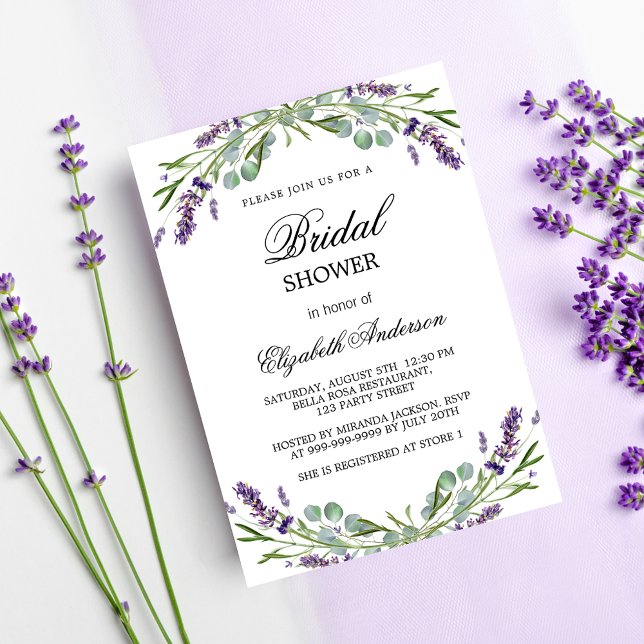 Bridal shower lavender violet greenery invitation (Creator Uploaded)