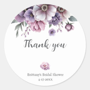 Bridal Shower Lavender Watercolor Floral Classic Round Sticker