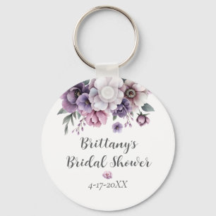 Bridal Shower Lavender Watercolor Floral  Key Ring