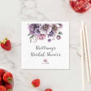 Bridal Shower Lavender Watercolor Floral Napkin