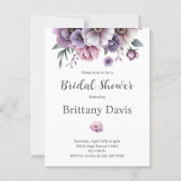 Bridal Shower Lavender Watercolor Floral 