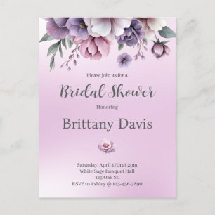 Bridal Shower Lavender Watercolor Floral Postcard