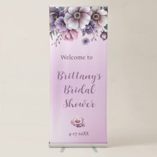 Bridal Shower Lavender Watercolor Floral Retractable Banner