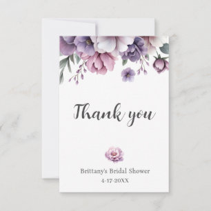 Bridal Shower Lavender Watercolor Floral Thank You Card