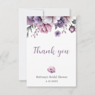 Bridal Shower Lavender Watercolor Floral  Thank You Card