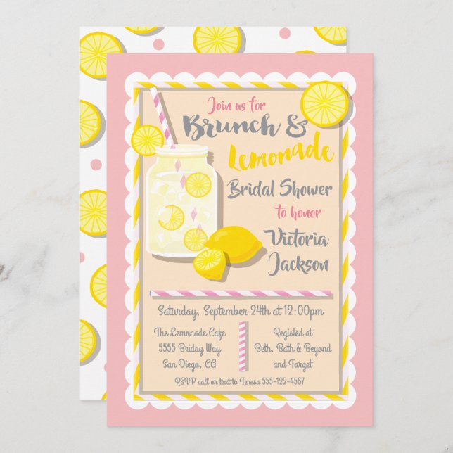 Bridal Shower Lemonade Brunch Invitations (Front/Back)