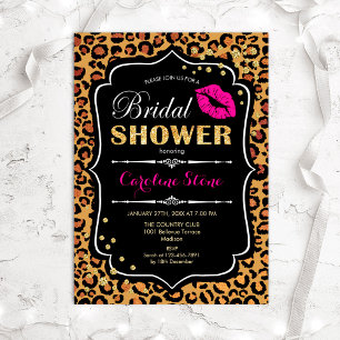 Bridal Shower - Leopard Print Pink Gold Invitation