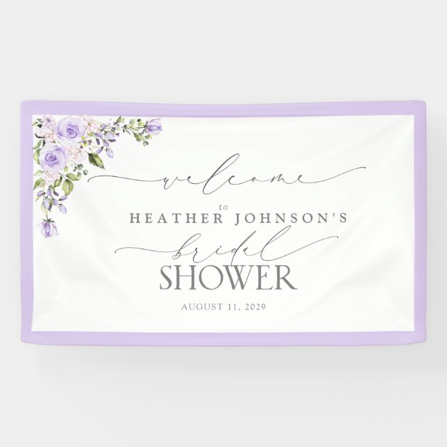 Bridal Shower Lilac Lavender Floral Welcome Banner (Horizontal)