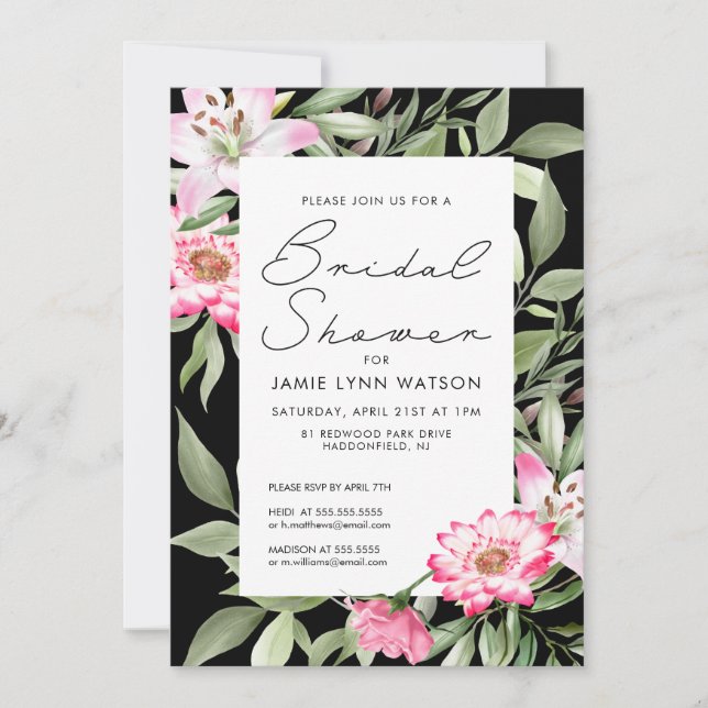 Bridal Shower | Lily Floral Frame Invitation (Front)