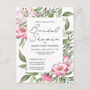 Bridal Shower Lily Floral Frame Postcard