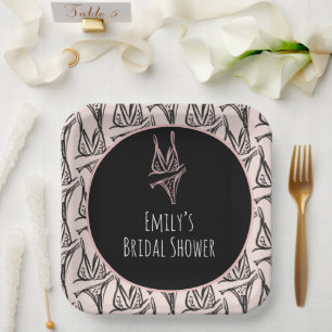 Bridal Shower Lingerie Party Pink Pattern   Paper Plate