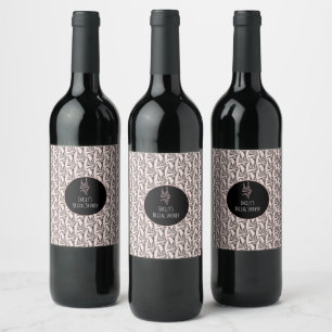 Bridal Shower Lingerie Party Pink Pattern Wine Label