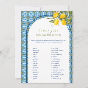 Bridal Shower Love Around The World Game Card