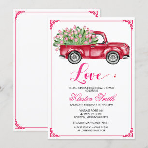 Bridal Shower Love Floral Truck Invitation