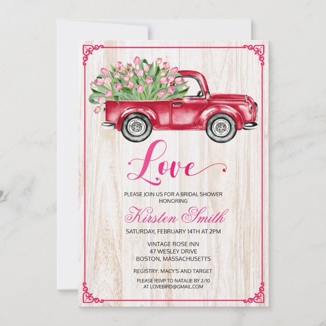 Bridal Shower Love Floral Truck Invitation (Front)