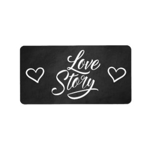 Bridal Shower Love Hearts Black Chalkboard Wedding Label