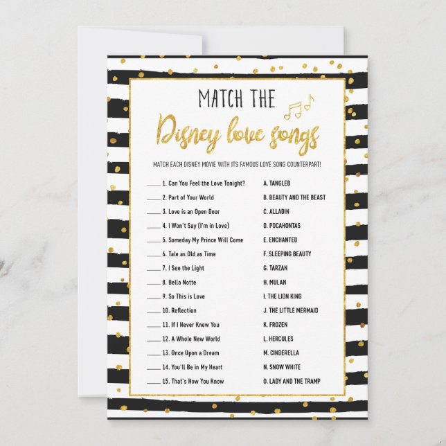 Bridal Shower Love Songs Game | Gold Confetti Invitation (Front)