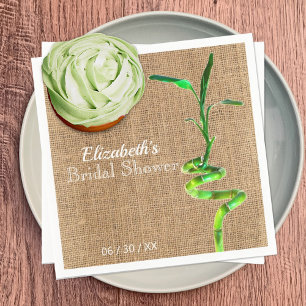 Bridal Shower Lucky Bamboo Burlap Personalised Napkin