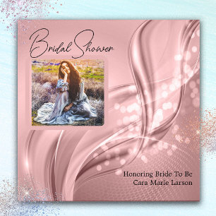 Bridal Shower Luxury Pink Metallic Photo Invitation