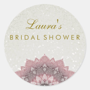 Bridal Shower Mandala Lotus Flower Pink Swirl Classic Round Sticker