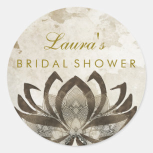 Bridal Shower Mandala Lotus Flower Pink Vintage Classic Round Sticker