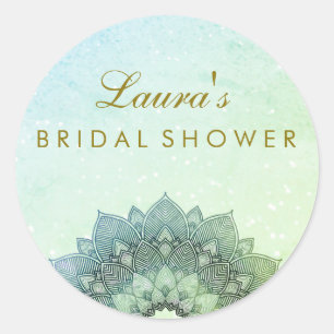 Bridal Shower Mandala Lotus Flower Swirl Classic Round Sticker