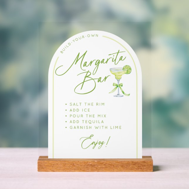Bridal Shower Margarita Bar Instructions Acrylic Sign (Neutral)