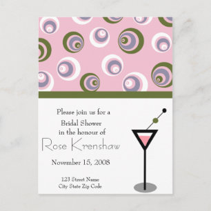 Bridal Shower -Martini Invitation Postcard