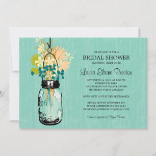 Bridal Shower Mason Jar and Wildflowers Invitation