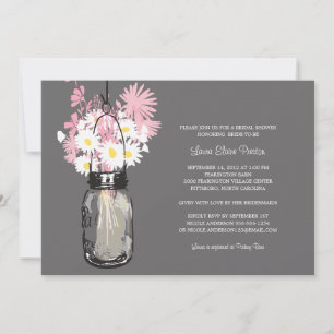 Bridal Shower Mason Jar and Wildflowers Invitation